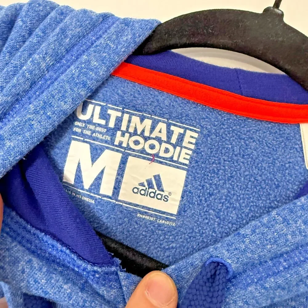 Adidas Hoodie Mens M Blue Pullover Sweatshirt Athletic Kangaroo Pocket